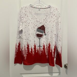 Red and White Long Sleeve Festive Shirt